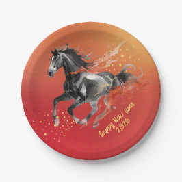 Assiettes En Carton Chinese New Year 2026 Horse Ink New Year Party