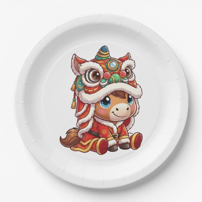 Assiettes En Carton Chinese New Year Horse 2026 Zodiac (Devant)