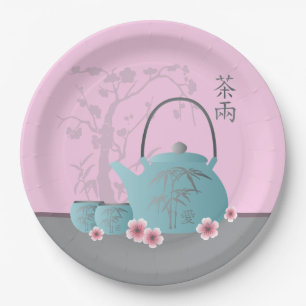 Assiettes En Carton Chinois "Thé pour deux" et "Amour" sur tasse de th