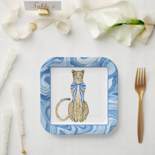 Assiettes En Carton Chinoiserie Aquarelle Bow Cheetah Party Plaques