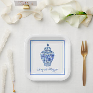 Assiettes En Carton Chinoiserie Aquarelle Ginger Jar Plaques