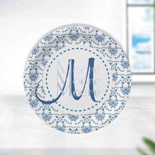 Assiettes En Carton Chinoiserie Delft Motif bleu ・ personnalisé