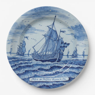 Assiettes En Carton Chinoiserie d'été en faux blanc bleu porcelaine