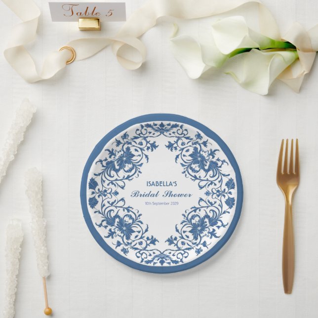 Assiettes En Carton Chinoiserie élégante antique Pattern douche de mar (Mariage)