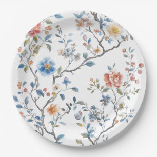 Assiettes En Carton Chinoiserie Motif aquarelle