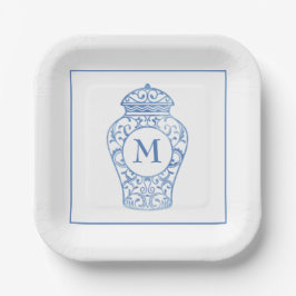 Assiettes En Carton Chinoiserie Plaques de jarre de gingembre monogram