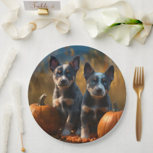 Assiettes En Carton Chiots Blue Heeler Délice d'Automne Citrouille