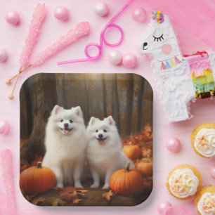 Assiettes En Carton Chiots Esquimaux Américains Délice d'Automne Citro