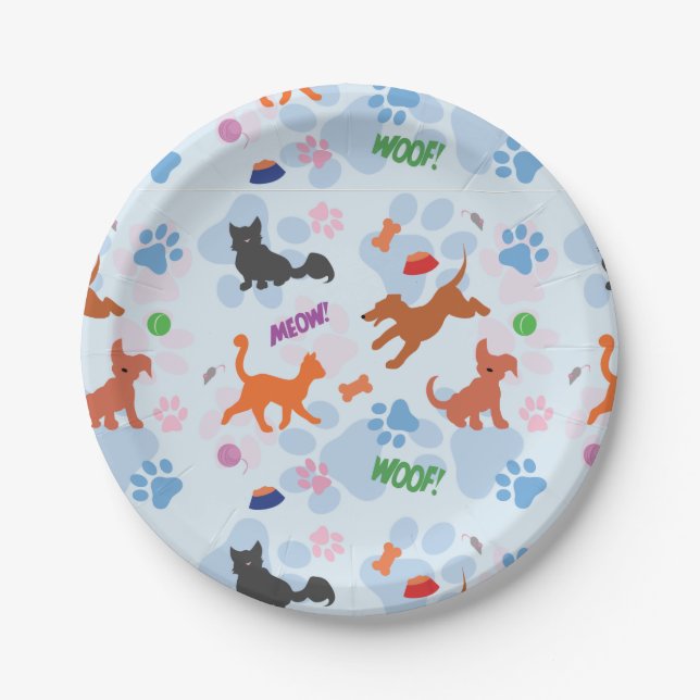 Assiettes En Carton Chiots et chatons (Devant)