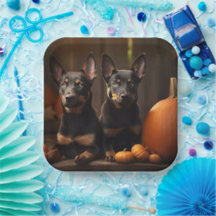 Assiettes En Carton Chiots Kelpie Australien Délice d'Automne Citrouil