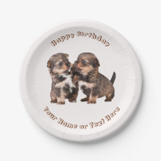 Assiettes En Carton Chiots mignons de Yorkshire