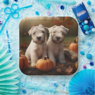 Assiettes En Carton Chiots Terrier Wheaten Délice d'Automne Citrouille