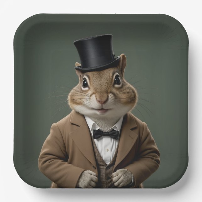 Assiettes En Carton Chipmunk victorien (Recto)