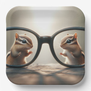 Assiettes En Carton Chipmunks à travers de grandes lunettes noires