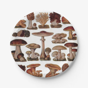 Assiettes En Carton Chipster végétarien steampunk vintage champignon