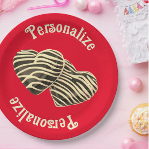 Assiettes En Carton Chocolat bonbon coeur rouge amour mignon