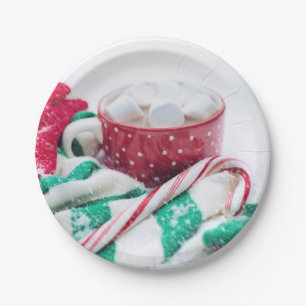 Assiettes En Carton Chocolat chaud et Sucre de canne Noël