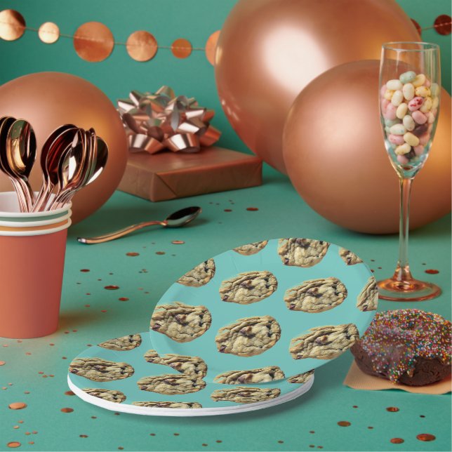 Assiettes En Carton Chocolat Chip Cookie Motif Party (Multi)