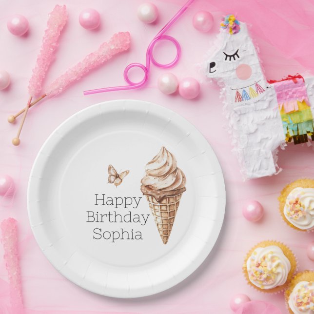 Assiettes En Carton Chocolat Mocha Ice Cream Cone Anniversaire (Fête)