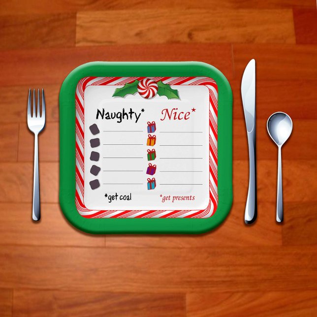 Assiettes En Carton Choisissez Côtés ! Naughty ou Nice (Choose Sides! Naughty or Nice Paper Plates. Check out matching paper cups too!)