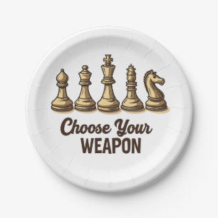 Assiettes En Carton Choisissez Votre Arme Drôle Joueur D'Échecs