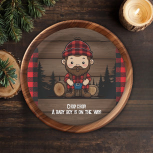 Assiettes En Carton Chop Chop ! Baby shower de flannelle de bûcheron r
