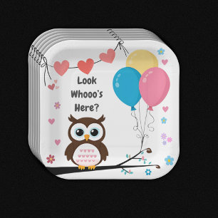 Assiettes En Carton Chouette adorable avec ballons et Baby shower de c