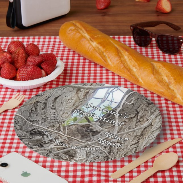 Assiettes En Carton Chouette-bébé dans l'arbre Un diplômé qui (Pique-nique)