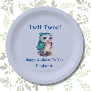 Assiettes En Carton Chouette Bleue Cute Bleue Bois Animale Anniversair