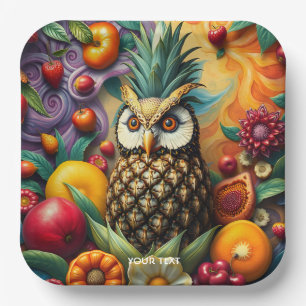 Assiettes En Carton Chouette d'ananas serène mignonne Imaginaire