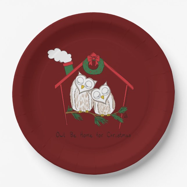 Assiettes En Carton Chouette de Noël Be Accueil mignonne (Devant)