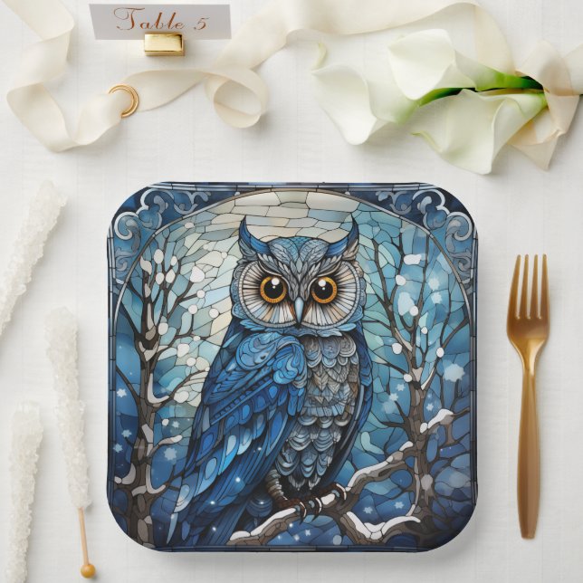 Assiettes En Carton Chouette en verre tendu (Mariage)