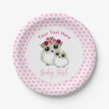 Chouettes Baby shower fille rose Whimsical Personn