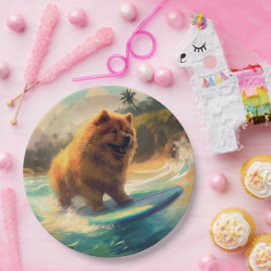 Assiettes En Carton Chow Chow Beach Plage Surf Peinture