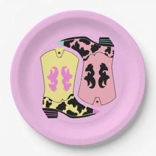 Assiettes En Carton Chowgirl moderne Western Boots fermier Ranch Cowbo