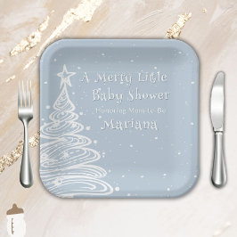 Assiettes En Carton Christmas Boho Blue Boy Baby Shower