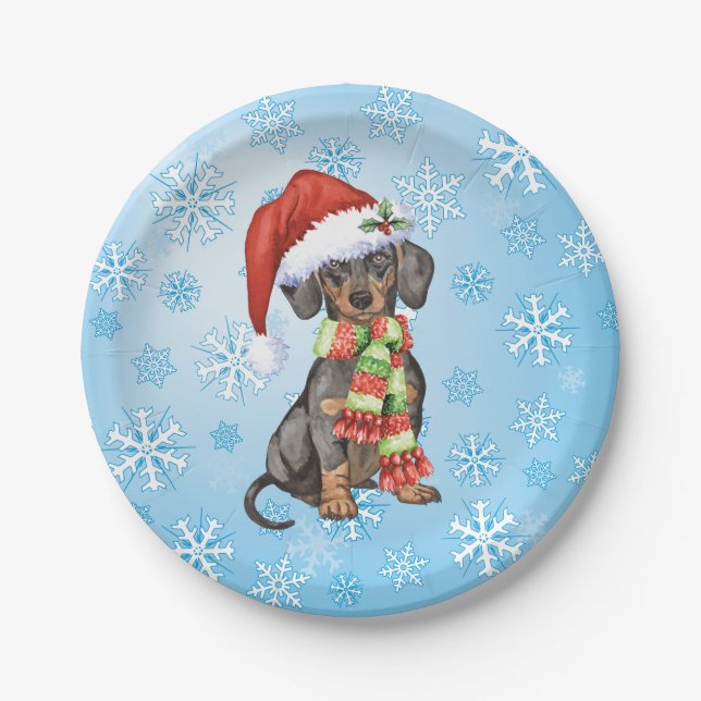 Assiettes En Carton Christmas Dachshund (Devant)