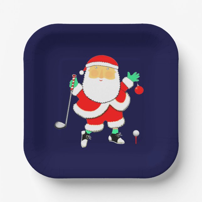 Assiettes En Carton Christmas Golf Party (Recto)