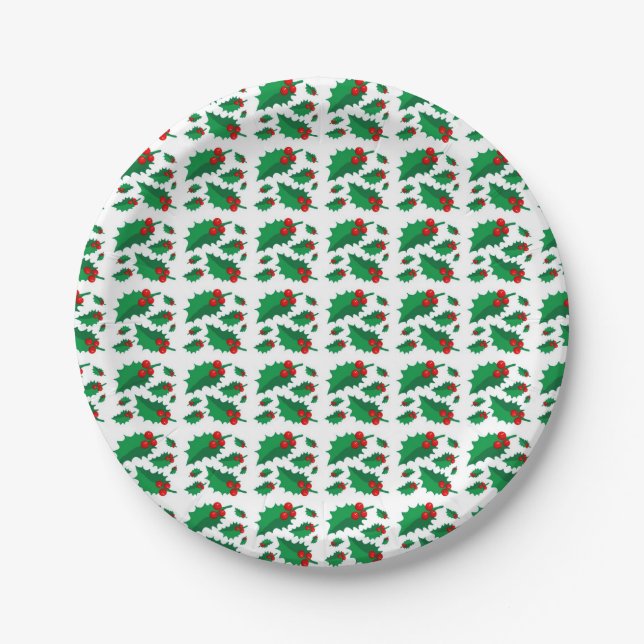 Assiettes En Carton Christmas Holly (Devant)