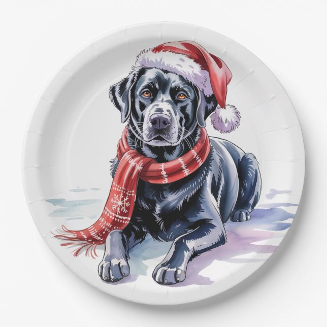 Assiettes En Carton  Christmas Labrador Paper Plate (Devant)