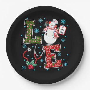 Assiettes En Carton Christmas Love Nurse mignonne Médicale Snowman Hol
