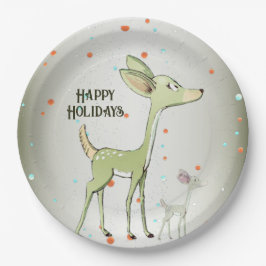 Assiettes En Carton Christmas Party Green Deers Holidays Cute