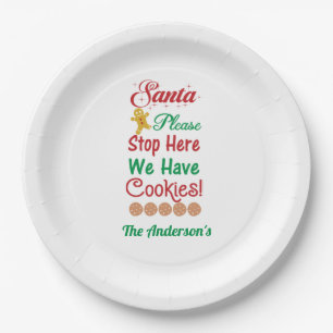 Assiettes En Carton Christmas Père Noël S'il vous plaît Arrêtez ici No