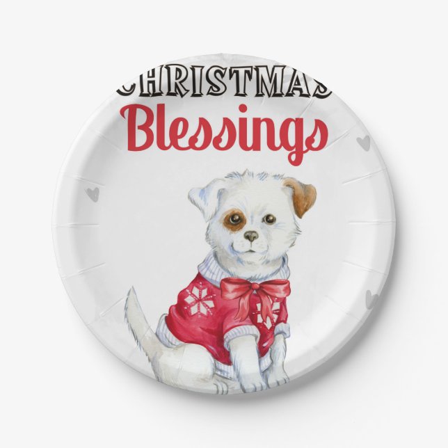 Assiettes En Carton Christmas Puppy (Devant)