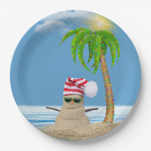 Assiettes En Carton Christmas Sand Man