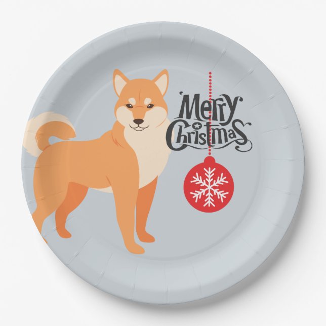 Assiettes En Carton Christmas Shiba Inu (Devant)