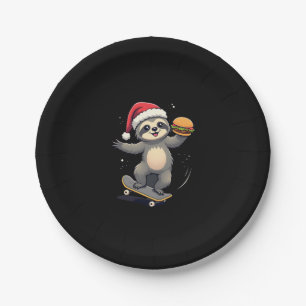 Assiettes En Carton CHRISTMAS SLOTH Funny Christmas Skateboard Sloth (
