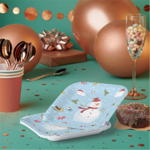 Assiettes En Carton Christmas Snowman