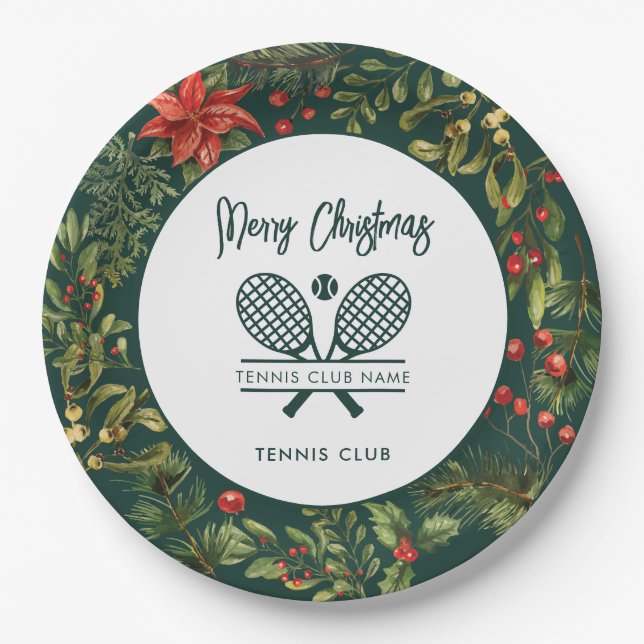 Assiettes En Carton Christmas Tennis Club Nom Vacances botaniques (Devant)