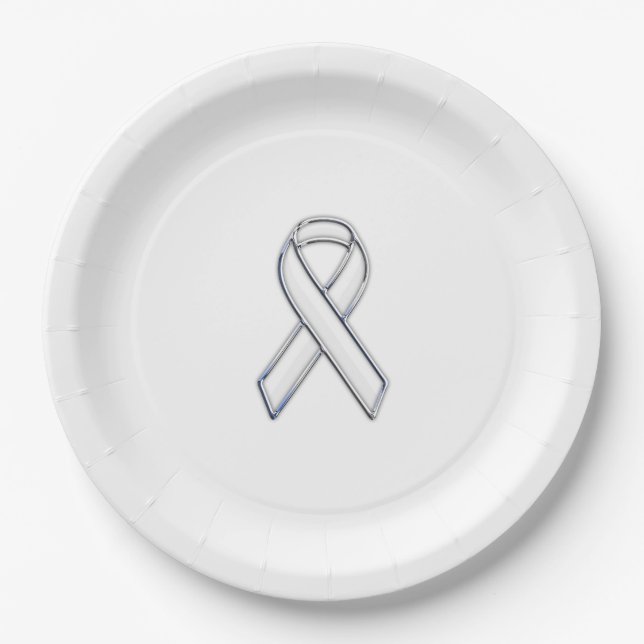 Assiettes En Carton Chrome Imprimé Ceinture Bleu Blanc Sensibilisation (Devant)